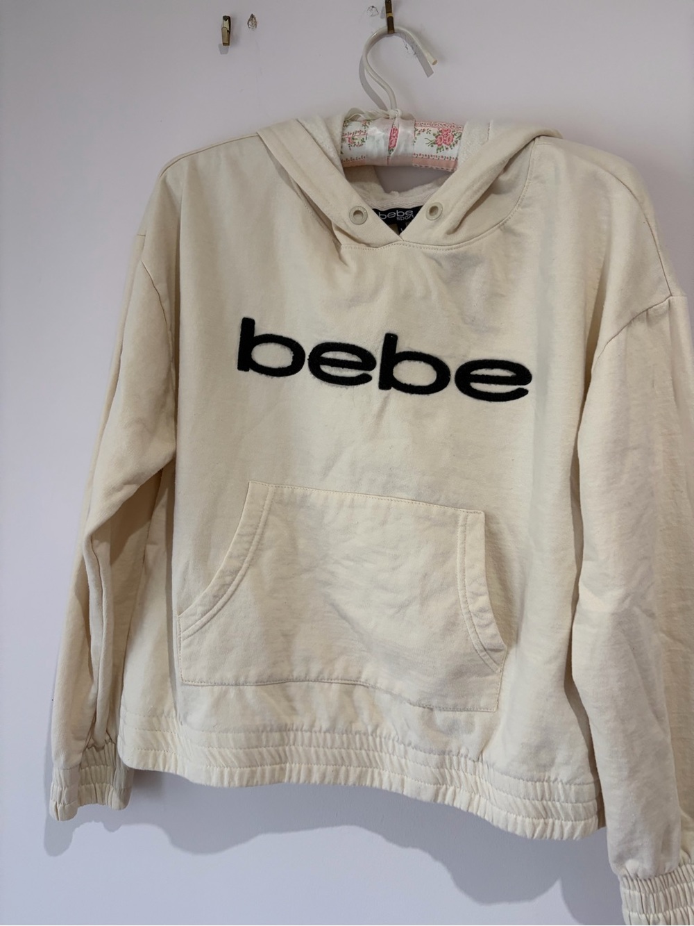 Y2K bebe sport Cream Logo Hoodie